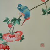Blue Bird and Cotton Rose